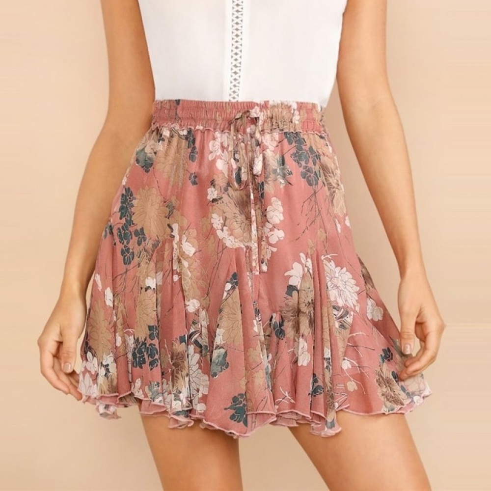 Double layer floral skirt